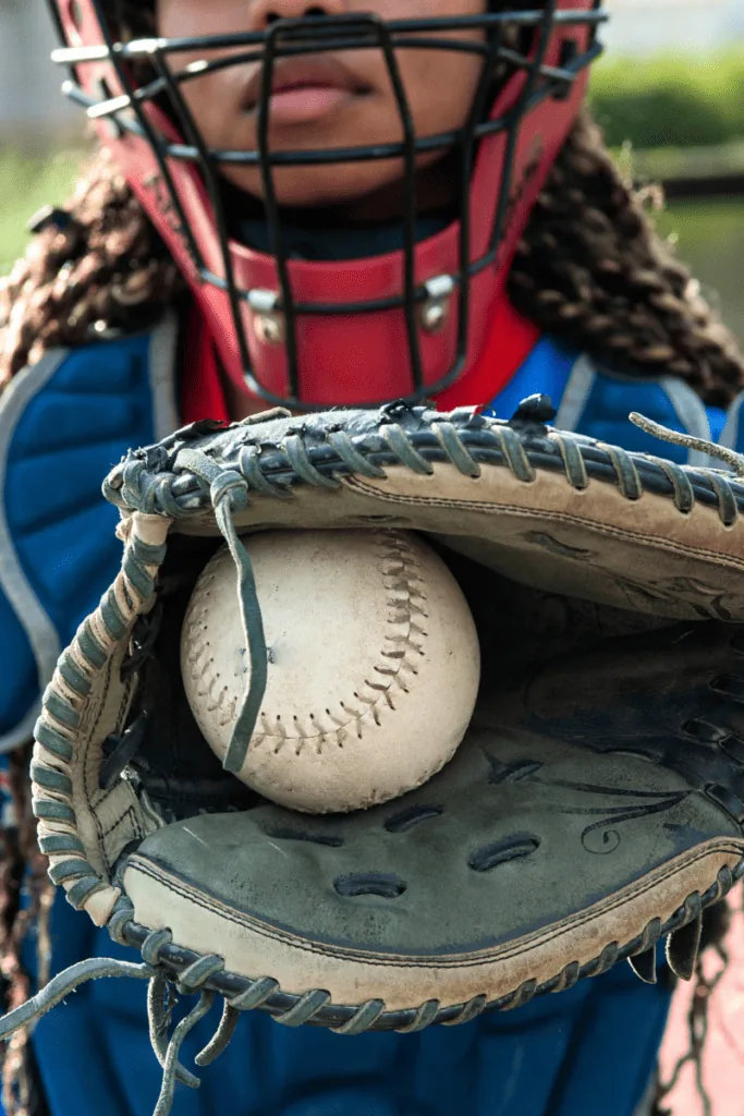 Girl with softball.